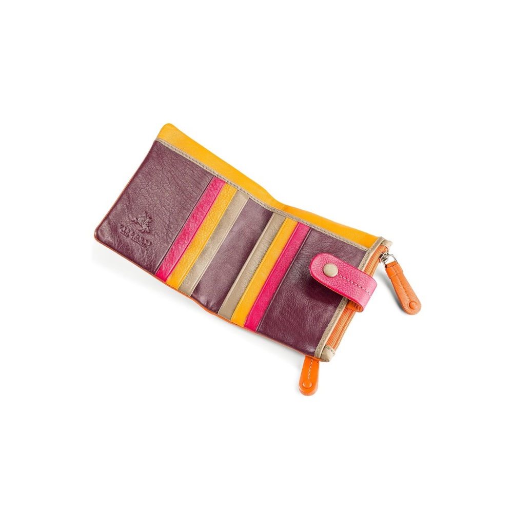 Visconti Mojito M77 Multi Colored Soft Leather Compact Wallet in orange multi